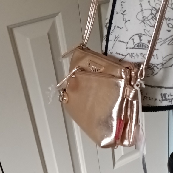 NWT UNIONBAY Organizer Crossbody Purse Rose Gold Vegan Leather - Picture 4 of 13